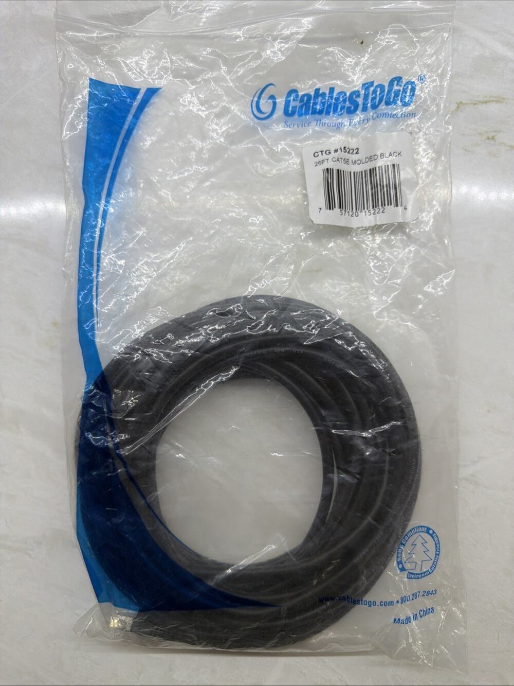 Cables To Go Snagless Shieled 25 Foot Cat5e Black Network Ethernet Cable 15222